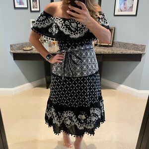 Gorgeous Anthropologie embroidered off the shoulder dress. Size 2